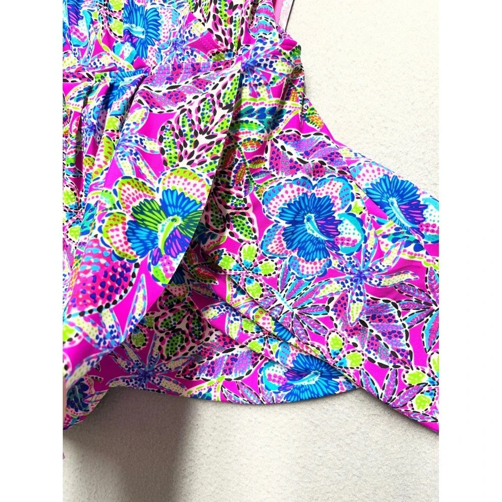 Stella Parker Floral Swim Dress Pink Multi Tummy Toner One Piece Swimsuit L NEW - Picture 7 of 12